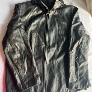 Black Leather Jacket M. Julian woman’s size XL (no tag- see measurements)